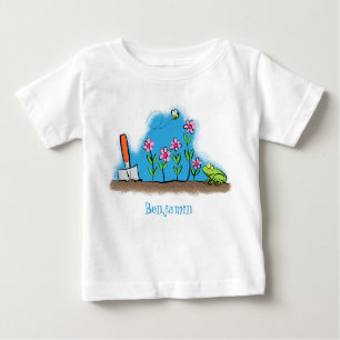 Niedlicher Frosch und Biene in Cartoon-Abbildung Baby T-shirt