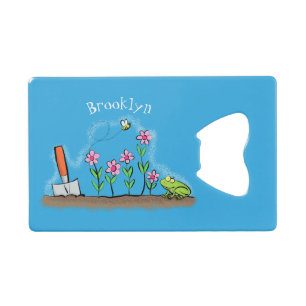 Niedlicher Frosch und Biene in Cartoon-Abbildung Geldbeutel Flaschenöffner