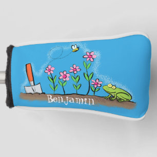 Niedlicher Frosch und Biene in Cartoon-Abbildung Golf Headcover