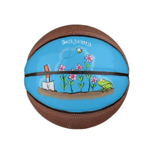 Niedlicher Frosch und Biene in Cartoon-Abbildung Mini Basketball
