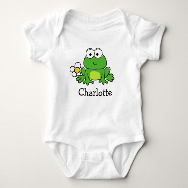 Niedlicher Frosch und Blume Baby Bodysuit Baby Strampler (Vorderseite)