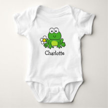 Niedlicher Frosch und Blume Baby Bodysuit