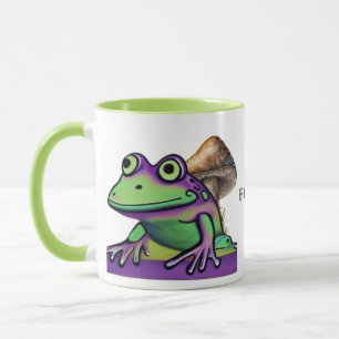 Niedlicher Frosch und Pilz. Bearbeitbarer Name Tasse