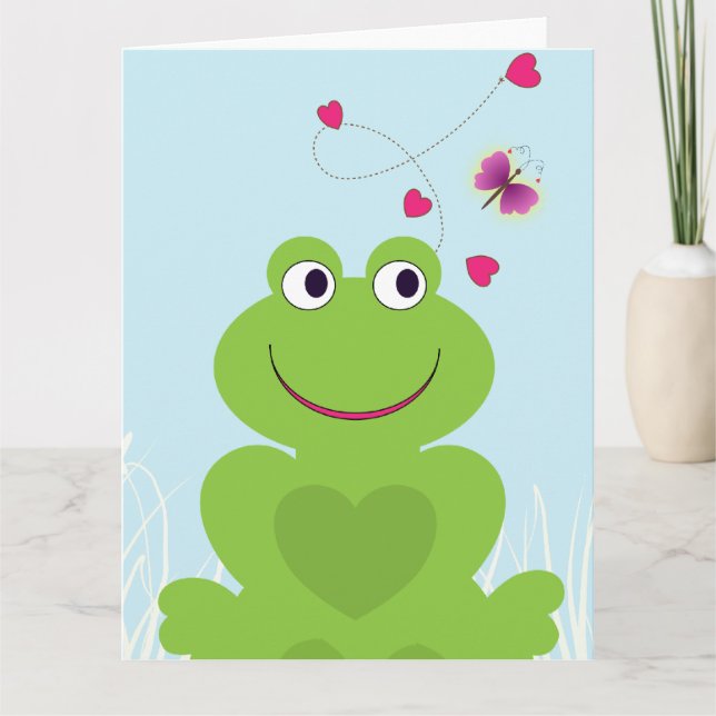 Niedlicher Frosch und Schmetterling.Alles Gute zum Karte (Vorderseite)