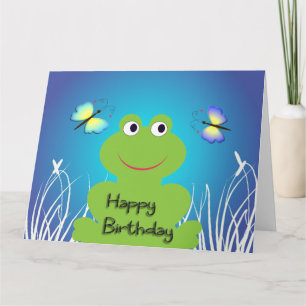Niedlicher Frosch und Schmetterling.Alles Gute zum Karte