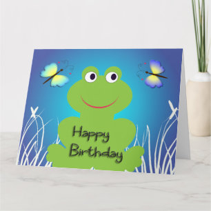 Niedlicher Frosch und Schmetterling.Alles Gute zum Karte