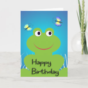 Niedlicher Frosch und Schmetterling.Alles Gute zum Karte