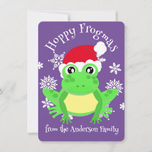 Niedlicher Frosch Weihnachts-Weihnachtsmannmütze C Feiertagskarte