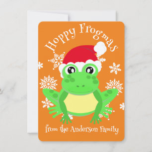 Niedlicher Frosch Weihnachts-Weihnachtsmannmütze C Feiertagskarte