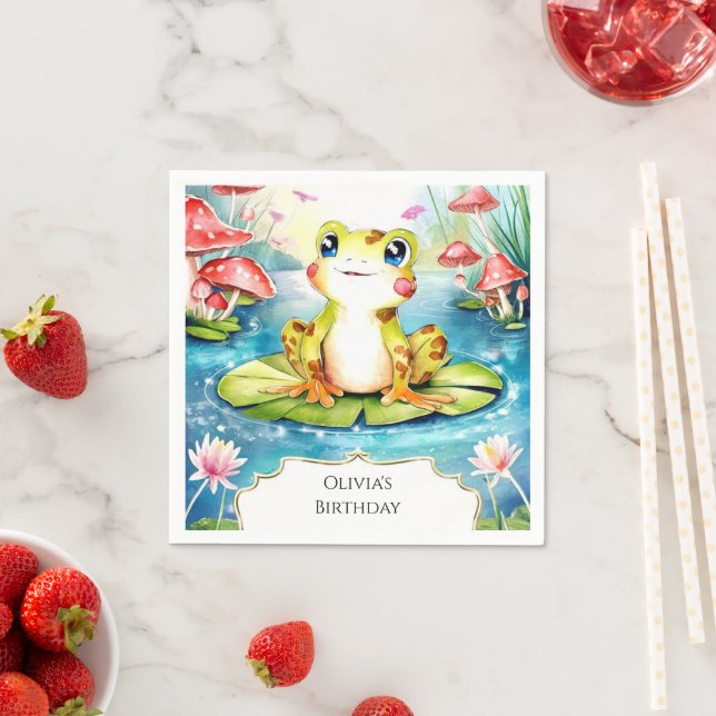 Niedlicher Frosch zum Geburtstag Serviette (Beispiel)