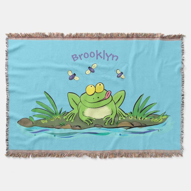 Niedlicher Froschfrosch Cartoon Decke (Vorderseite)