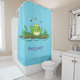 Niedlicher Froschfrosch Cartoon Duschvorhang
