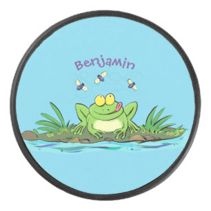 Niedlicher Froschfrosch Cartoon Eishockey Puck