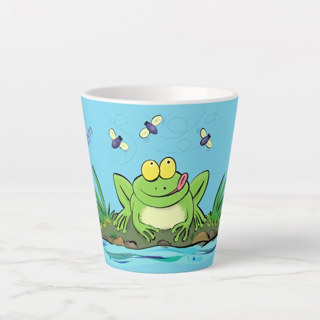 Niedlicher Froschfrosch Cartoon Milchtasse (Vorderseite)