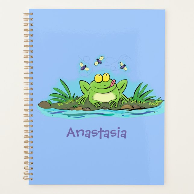 Niedlicher Froschfrosch Cartoon Planer (Vorderseite)