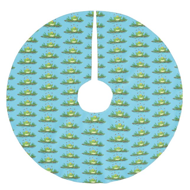 Niedlicher Froschfrosch Cartoon Polyester Weihnachtsbaumdecke (Vorderseite)