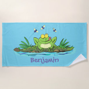 Niedlicher Froschfrosch Cartoon Strandtuch