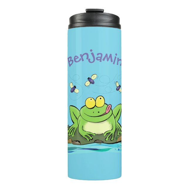 Niedlicher Froschfrosch Cartoon Thermosbecher (Vorderseite)