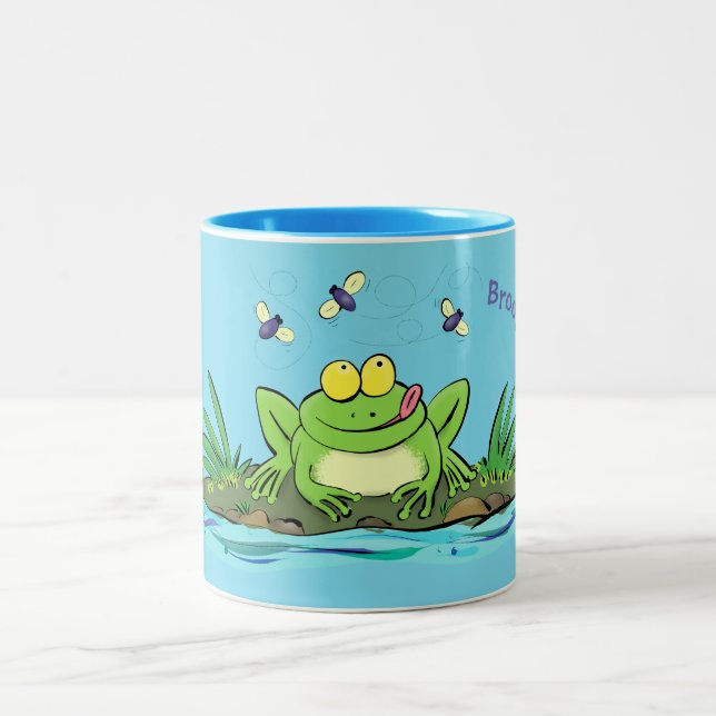 Niedlicher Froschfrosch Cartoon Zweifarbige Tasse (Mittel)