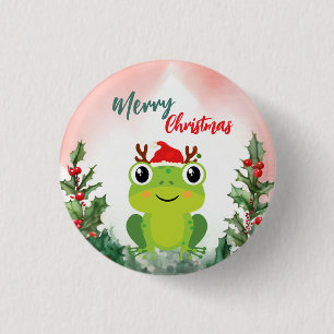 Niedlicher Froschfrosch Weihnachtsfrosch Weihnacht Button