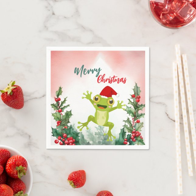 Niedlicher Froschfrosch Weihnachtsfrosch Weihnacht Serviette (Beispiel)