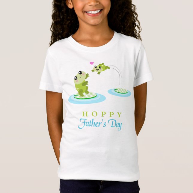 Niedlicher Froschhoppy Happy Vatertag T-Shirt (Vorderseite)