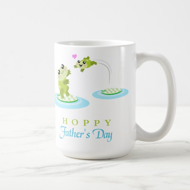 Niedlicher Froschhoppy Happy Vatertag Tasse (Rechts)