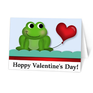 Niedlicher Froschhoppy-Valentinstag Feiertagskarte