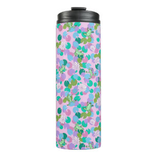 Niedlicher Froschkunstklatscher mit rosa Hintergru Thermosbecher