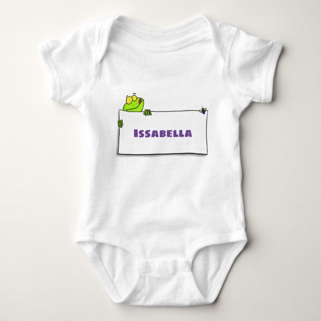 Niedlicher Froschsigne Cartoon Abbildung Baby Strampler (Vorderseite)