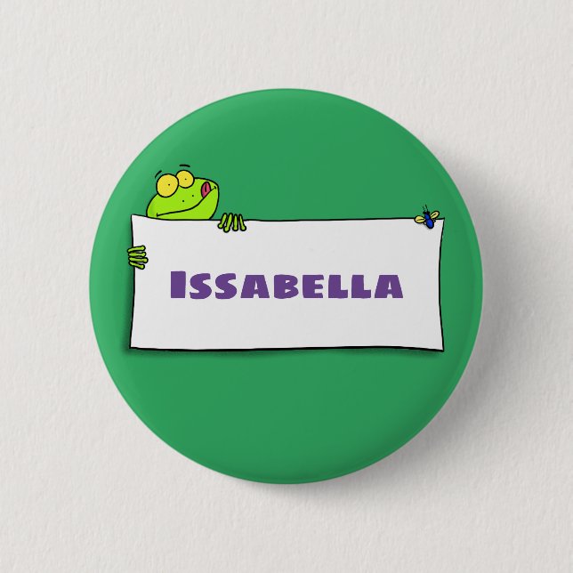 Niedlicher Froschsigne Cartoon Abbildung Button (Vorderseite)