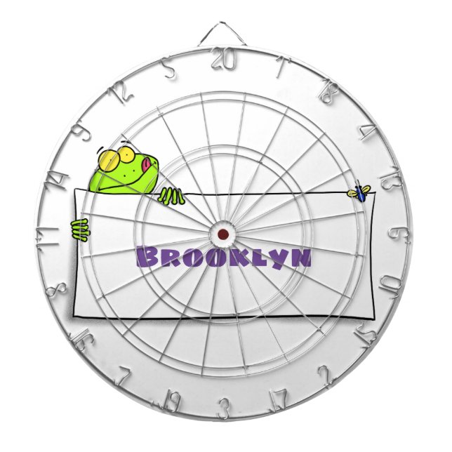 Niedlicher Froschsigne Cartoon Abbildung Dartscheibe (vorne)