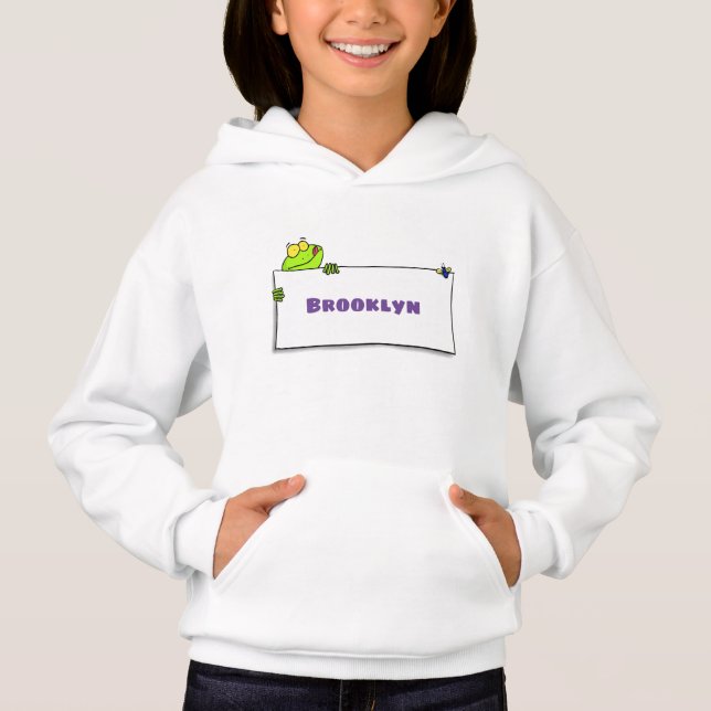 Niedlicher Froschsigne Cartoon Abbildung Hoodie (Vorderseite)