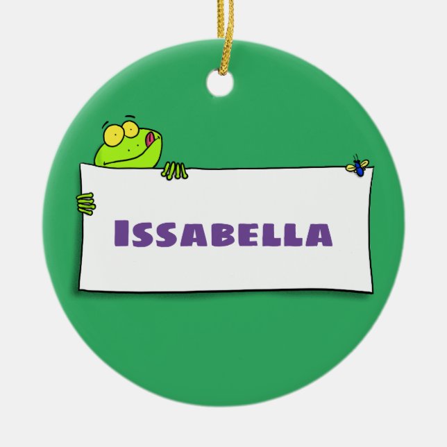 Niedlicher Froschsigne Cartoon Abbildung Keramik Ornament (Vorne)