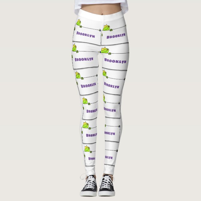 Niedlicher Froschsigne Cartoon Abbildung Leggings (Vorderseite)