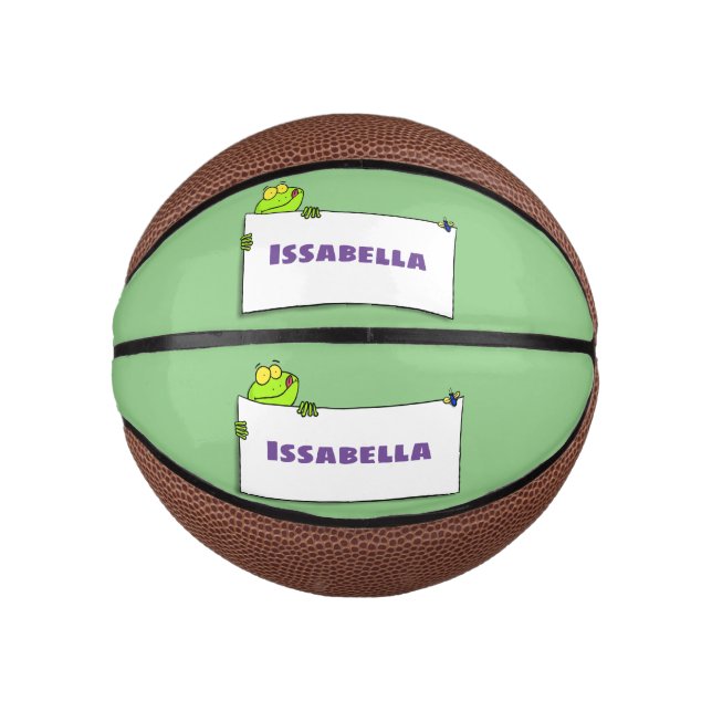 Niedlicher Froschsigne Cartoon Abbildung Mini Basketball (Vorderseite)