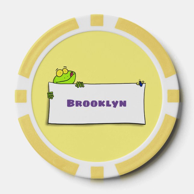 Niedlicher Froschsigne Cartoon Abbildung Pokerchips (Vorderseite)