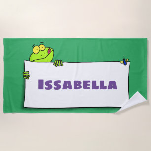 Niedlicher Froschsigne Cartoon Abbildung Strandtuch