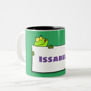 Niedlicher Froschsigne Cartoon Abbildung Zweifarbige Tasse