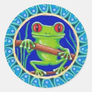 Niedlicher Froschsticker von Soozie Wray Runder Aufkleber