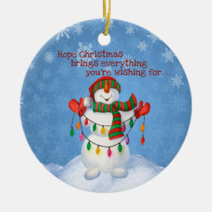 Niedlicher Frosty Snowman Holt Weihnachtslicht Keramik Ornament