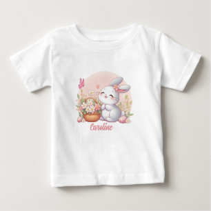 Niedlicher Frühjahr/Osterhase mit Ei Baby T-shirt