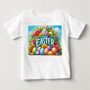 Niedlicher Frühjahr/Osterhase mit Ei Baby T-shirt