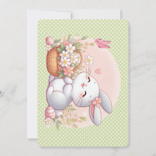 Niedlicher Frühjahr/Osterhase mit Ei Feiertagskarte