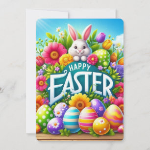 Niedlicher Frühjahr/Osterhase mit Ei Feiertagskarte