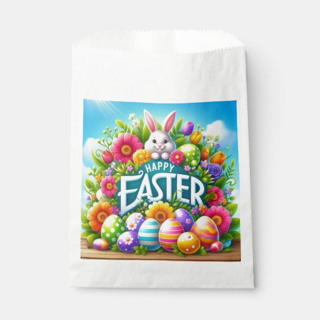 Niedlicher Frühjahr/Osterhase mit Ei Geschenktütchen (Vorderseite)