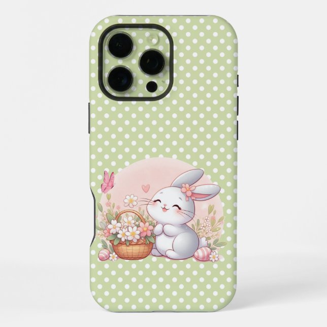 Niedlicher Frühjahr/Osterhase mit Ei iPhone Hülle (Rückseite)