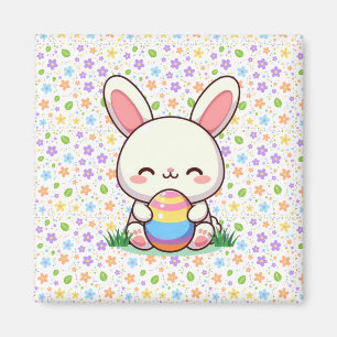 Niedlicher Frühjahr/Osterhase mit Ei Magnet