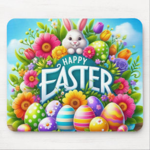 Niedlicher Frühjahr/Osterhase mit Ei Mousepad