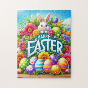 Niedlicher Frühjahr/Osterhase mit Ei Puzzle
